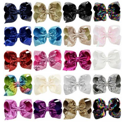 8 Inch Large Girls Hair Bows Rainbow Glitter Sequins Mermaid Hair Clips For Girls Women Kids Hairpins Bowknot Hair