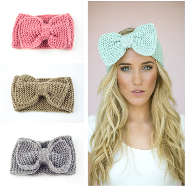 Europe and the United States knitted big bow ribbon, hair band ear protectors, hand woven headband, fashion warm autumn winter hair accessor