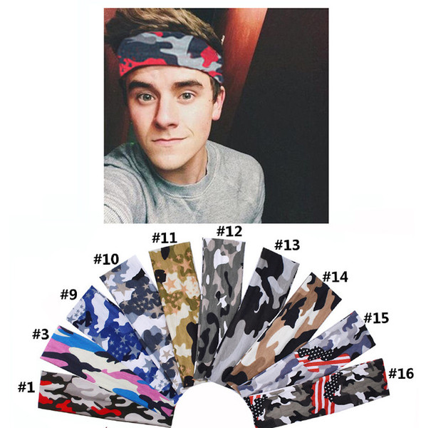 2018 new hot sale Sports Yoga hairband camouflage elastic cotton Headband Men and women running antiperspirant hair hoop