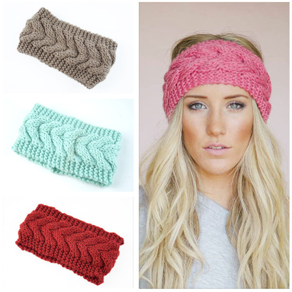 Women Winter Solid Big Bow Twisted Knit Wool Headband Fashion Warm Woolen Crochet Turban Handmade Head Wrap