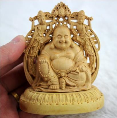 Boutique car accessories boxwood carving lotus Guanyin mahogany ornaments wooden carving crafts gifts-1