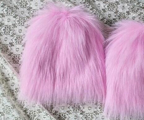 new women's Fluffy Fuzzy Faux Fur Muffs Boot Covers pink color