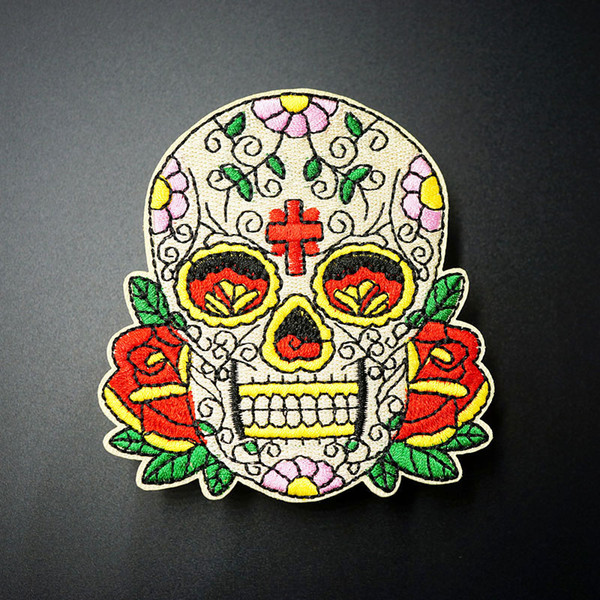 SKULL Size:8.0x8.5cm DIY Cloth Badges Mend Decorate Iron On Patch Clothes Apparel Sewing Decoration Applique Sew On Patches