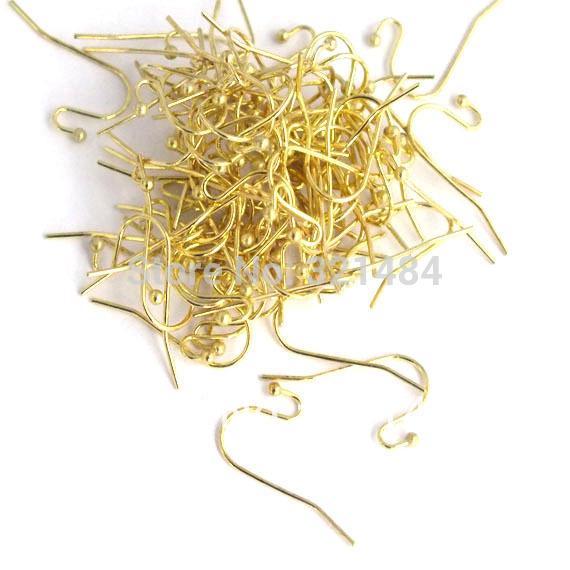 2000pcs Gold plated metal Ball end Earring hooks wires earwires DIY findings