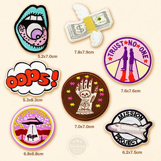 Money UFOLOGY OOPS Cloth Patch Badge Embroidered Cute Badges Hippie Iron On Kids Cartoon Patches For Clothes Stickers