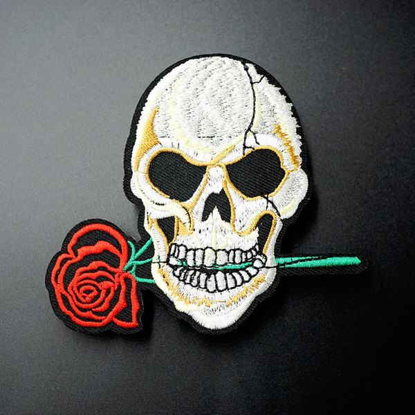 Rose Skull (Size:10X8.8cm) DIY Cloth Badges Mend Decorate Patch Jeans Jackets Bag Clothes Apparel Sewing Decoration Applique