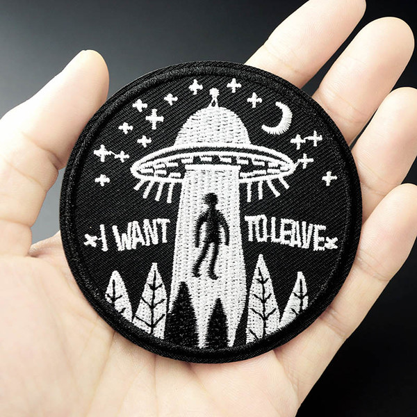 Alien UFO Aliens Size:7.5x7.5cm Badges Patch Jeans Bag Hat Clothes Apparel Sewing Decoration Applique Bagde Patches Accessories