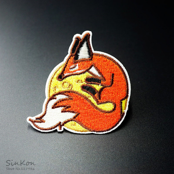 FOX Size:5.0x6.0cm DIY Patches Cloth Patch Embroidered Cute Badges Hippie Iron On Cartoon Patches For Clothes Sticker