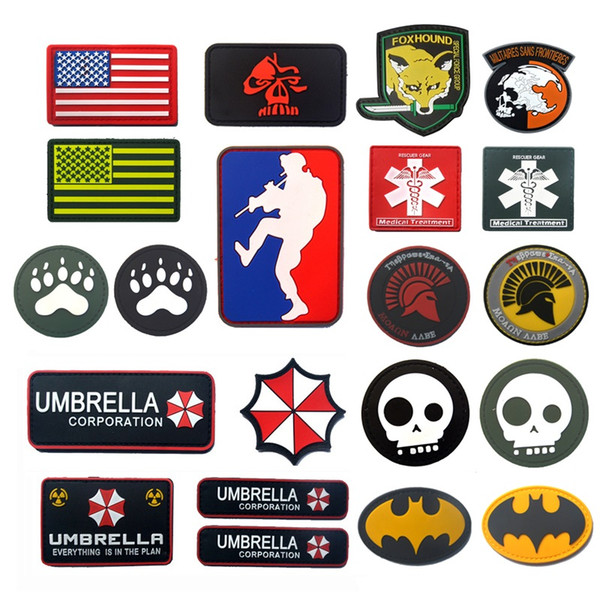 PVC Flag Patch MLD Sniper Foxhound Umbrella Peace World Airforce Navy Seal Spartan Military Patch Tactical Badge Airsoft Patches