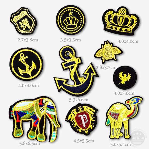 Elephant Camel Crown Anchor Badges Iron On Patches Badge Embroidery Patch Applique Clothes Clothing Sewing Supplies Decorative