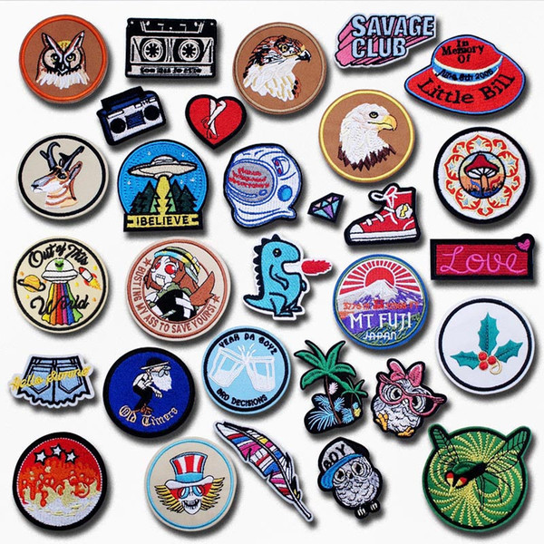 Recorder Cassette Feather DIY Cloth Badges Mend Decorate Iron On Patch Clothes Apparel Sewing Decoration Applique Sew On Patches