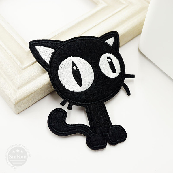 Black Cat (Size:7.7x9.6cm) DIY Cloth Badges Mend Decorate Patch Jeans Bag Clothes Apparel Sewing Decoration Applique Patches