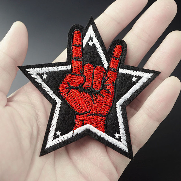 ROCK Size:8.0x8.5cm DIY Patches Cloth Patch Embroidered Cute Badges Hippie Iron On Cartoon Patches For Clothes Sticker