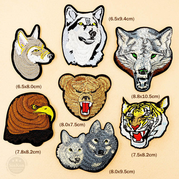 Tiger Eagle Wolf Bear Patches Cartoon Patch Embroidered Applique Sewing Clothes Stickers Garment Badges Apparel Accessories