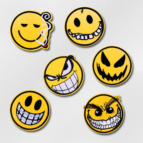 Expression Face Embroidered Patch Applique Cute Patches Fabric Badge Garment DIY Apparel Accessories Badges