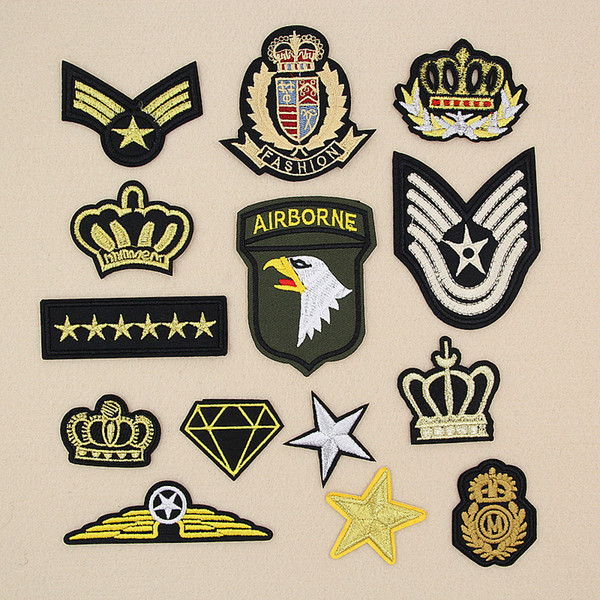 Eagle Airborne Diamond Crown Star Military Army Embroidery Patches for Clothing Iron on Clothes Appliques Badge Stripe Sticker