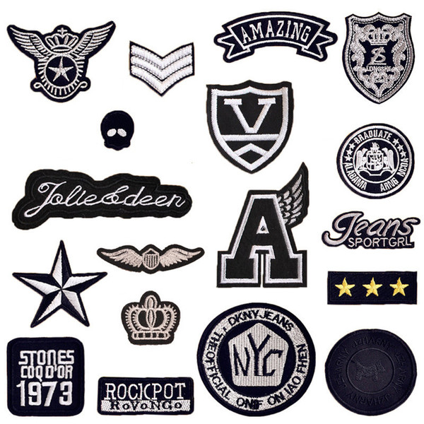 100pc Black 3d Star Military Army Embroidery Patches for Clothing Iron on Clothes Jeans Appliques Badge Stripes Sticker Patchwork