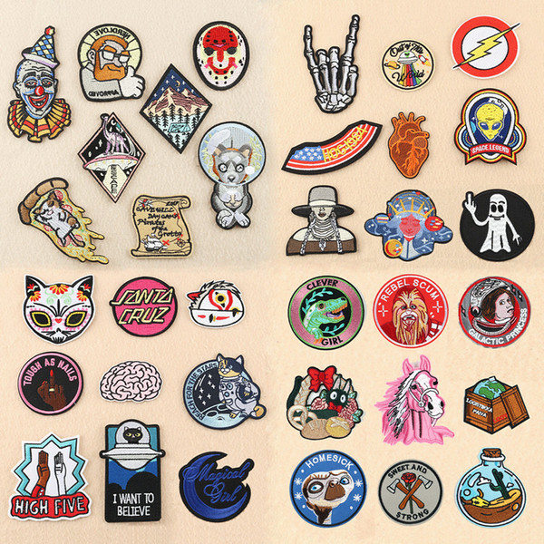 100pcs Mix fashion Patche's for Clothing Iron on Embroidered Sew Applique Cute Patch Fabric Badge Garment DIY Apparel Accessories