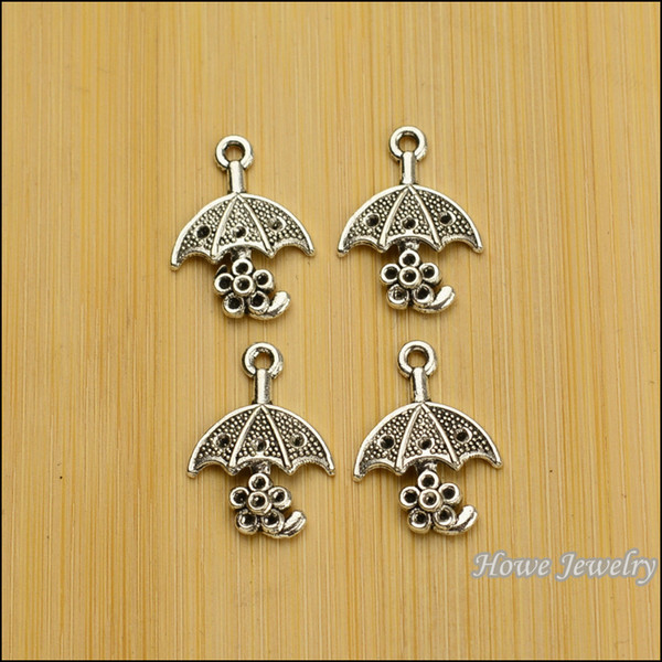 250 pcs Vintage Charms Umbrella Pendant Antique silver Fit Bracelets Necklace DIY Metal Jewelry Making