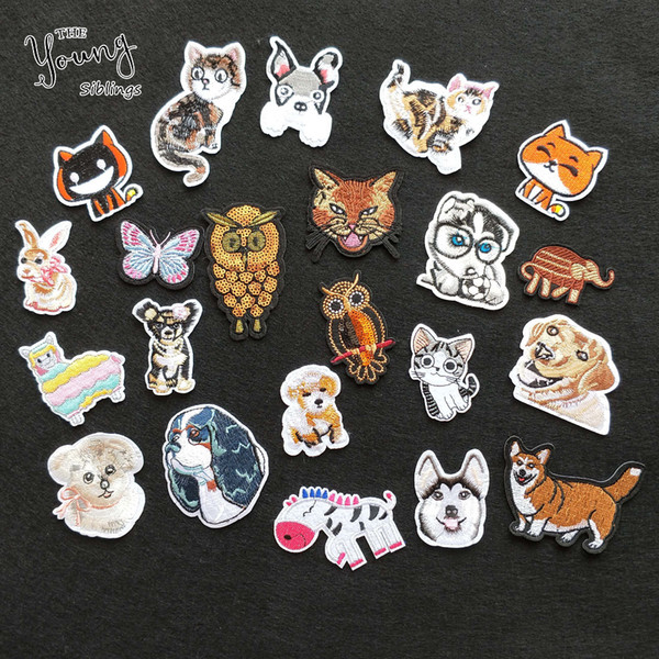 New hot cartoon animal cat dog elephant embroidered Stickers hot melt adhesive Patches badge DIY clothing accessory 1PCS sell