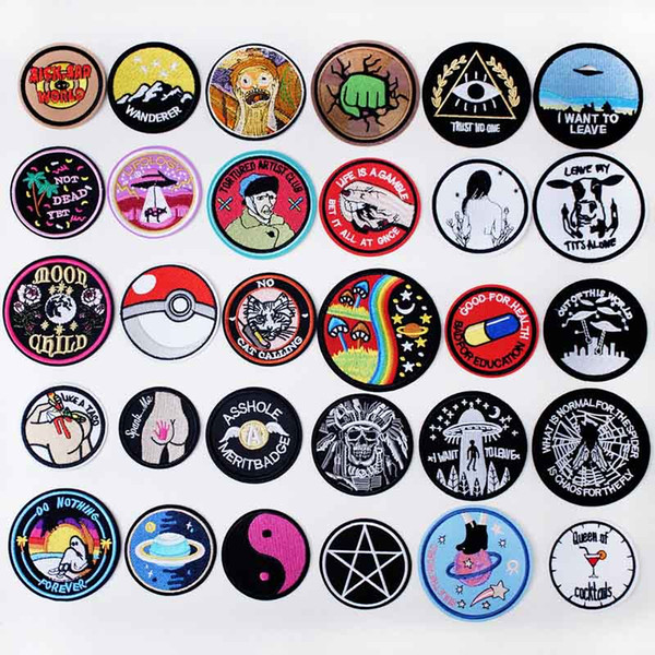 Round Circle Iron On Patches Badges for Sew Seam Tailoring Clothes Suits of Coat Jacket Trousers T-shirt Pants Ornament Apparel