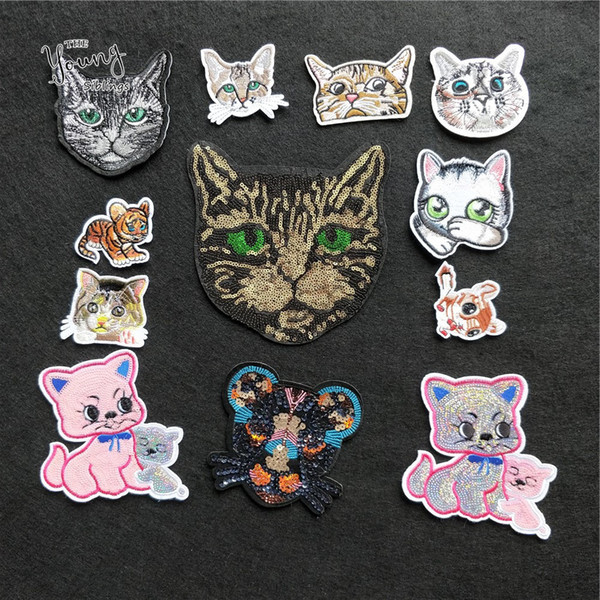 New Leopard Cute Cat Face Sewing Iron-on Clothes Patch Cartoon Embroidery Patches Hotfix Applique Motifs Sew On Jeans Stickers