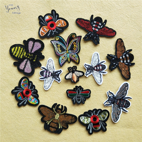 New bee Insects Iron On Patch DIY Clothes Embroidery Applique Cute Clothing Sewing Supplies Decorative Badge thermo stickers