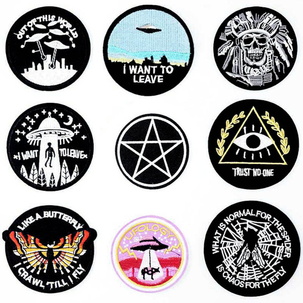 UFO Alien Extraterrestrial Iron On Patches Sewing Embroidered Applique for Jacket Clothes Stickers Badge DIY Apparel Accessories