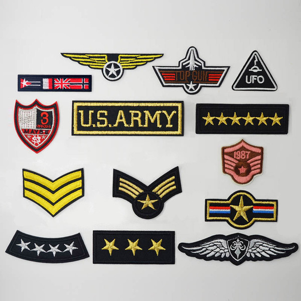 Army Military Rank Medal Iron On Patches Sewing Embroidered Applique for Jacket Clothes Stickers Badge DIY Apparel Accessories