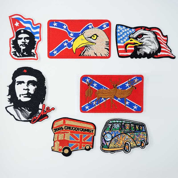 Che Guevara Eagle Flag Bus Iron On Patches Sewing Embroidered Applique for Jacket Clothes Stickers Badge DIY Apparel Accessories