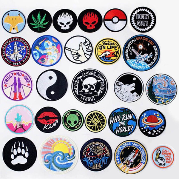 Circular Ring Iron On Patches Badges for Sew Seam Tailoring Clothes Suits of Coat Jacket Trousers T-shirt Pants Ornament Apparel