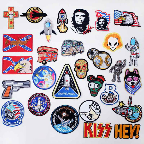 Che Guevara Spaceship Gun Iron On Patches Sewing Embroidered Applique for Jacket Clothes Stickers Badge DIY Apparel Accessories