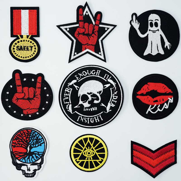 Rock Safety Brain Demon Iron On Patches Sewing Embroidered Applique for Jacket Clothes Stickers Badge DIY Apparel Accessories