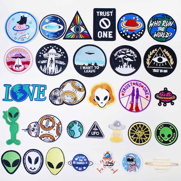 Alien UFO ET Iron On Patches Badges for Sew Seam Tailoring Clothes Suits of Coat Jacket Trousers T-shirt Pants Ornament Apparel