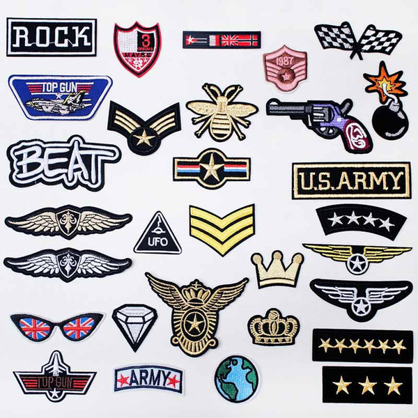 Army Soldier Military Rank Iron On Patches Sewing Embroidered Applique for Jacket Clothes Stickers Badge DIY Apparel Accessories