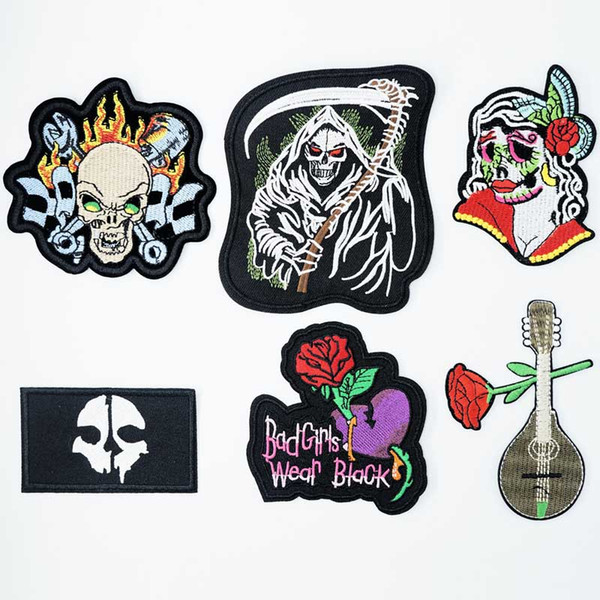 Death Corpse Zombie Rose Iron On Patches Sewing Embroidered Applique for Jacket Clothes Stickers Badge DIY Apparel Accessories