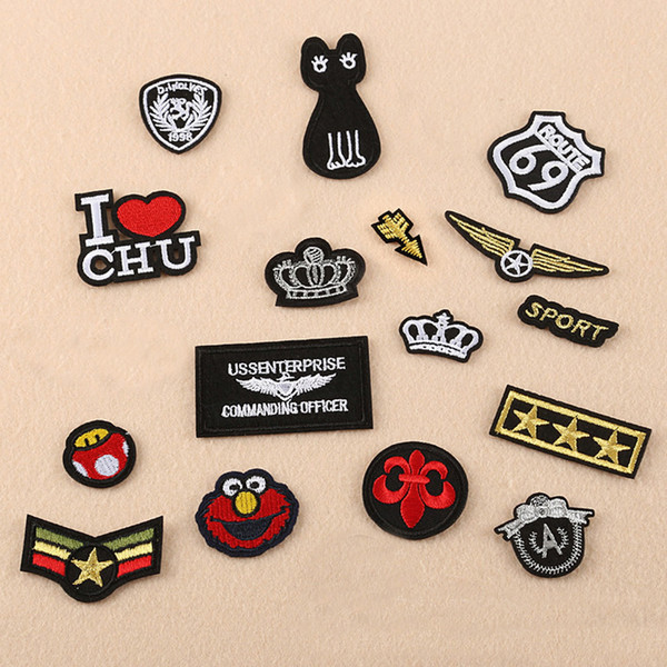 100pc Sport Cat Military Chapter Arrow Crown Embroidery Patches for Clothing Iron on Clothes Jeans Appliques Badge Stripe Sticker