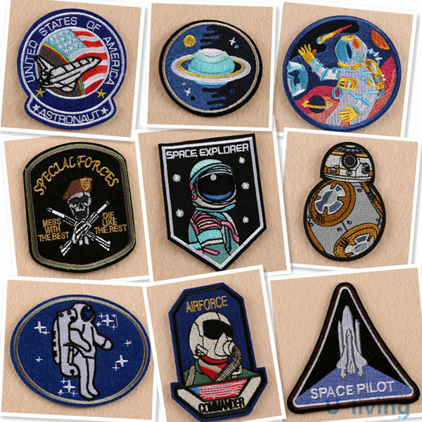 100pcs Space flight Patches for Clothing Iron on Embroidered Sew Applique Cute Patch Fabric Badge Garment DIY Apparel Accessories