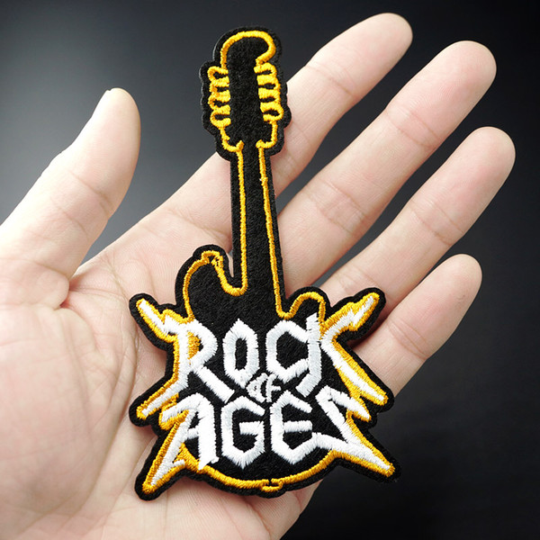 Guitar Size:6.0x11.0cm Patch for Clothing Iron on Embroidered Sew Applique Cute Fabric Badge DIY Apparel Accessories