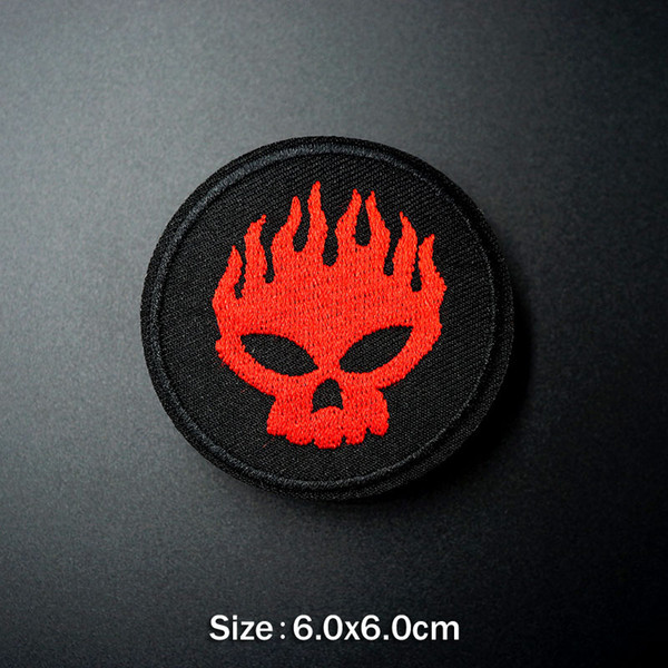 Skull Size6.0x6.0cm Iron On Patches Stripe Sewing Embroidered Applique for Jacket Clothes Stickers Badge DIY Apparel Accessories