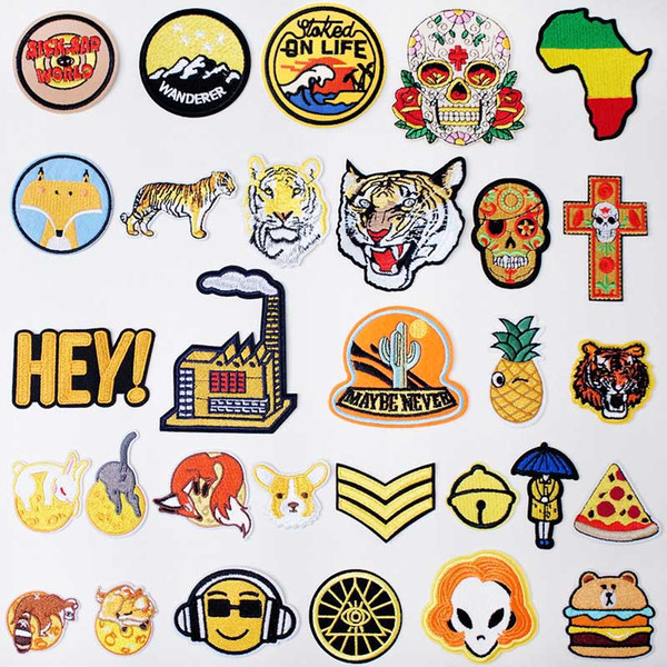 Yellow Khaki Iron On Patches Badges for Sew Seam Tailoring Clothes Suits of Coat Jacket Trousers T-shirt Pants Ornament Apparel