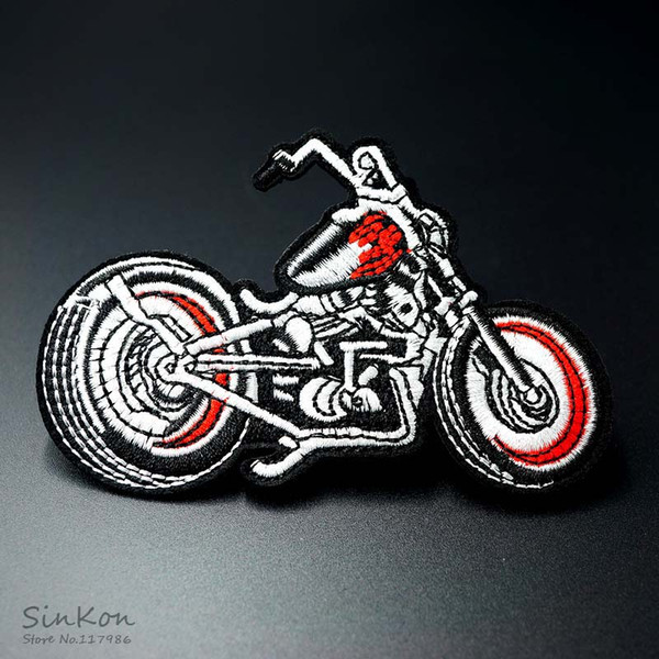 Motorcycle Size:7.0x10.2cm Patch Badge Embroidered Cute Badges Hippie Iron On Kids Cartoon For Clothes Stickers