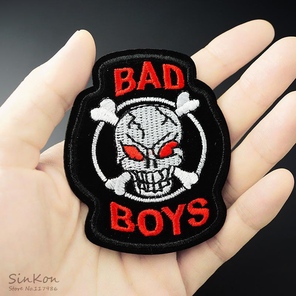 BAD BOYS Size:6.2x7.7cm Embroidered Iron on Patch for Clothing Apparel Accessories Garment Sewing Stickers Appliques