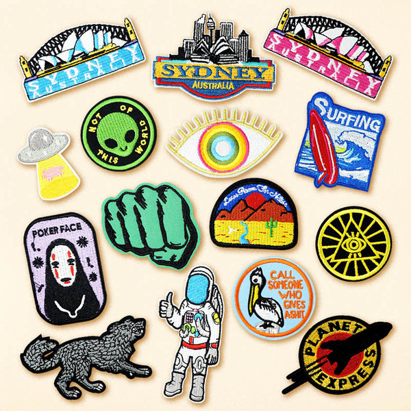 EYES UFO ALIEN Patch Badges Embroidered Applique Sewing Clothes Stickers Garment Apparel Accessories Sew On Badge Patches