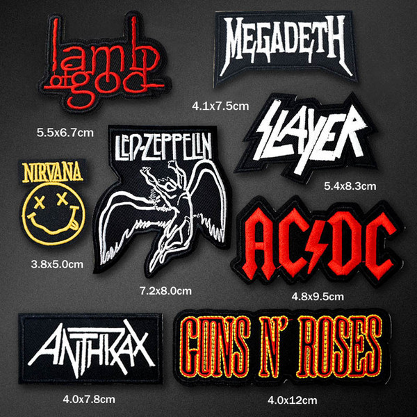 100pcs/lot Band Patches Hippie Iron On Embroidered Patch For Cloth Sew On Cartoon Badge Garment Appliques Accessory