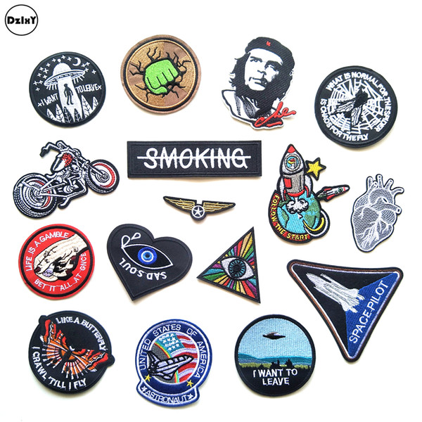 100 PCS Space Astronaut parches Embroidered Iron on Patches for Clothing DIY Stripes Air force Clothes Stickers Custom Badges @B