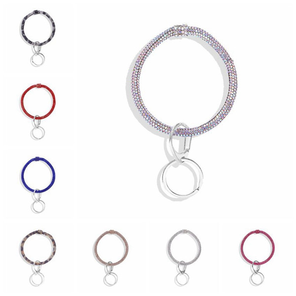 8styles Silicone Diamond Bracelet Wrist Key Ring Wristband Chains Circle Wristlet Car Keychains Wrist Strap Fashion Accessories GGA3224