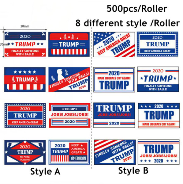 Trump Face Stickers President Donald Trump Face Patch 500pcs/roller Keep America Great Bumper Sticker Clothes Fashion Accessories LJJO7655