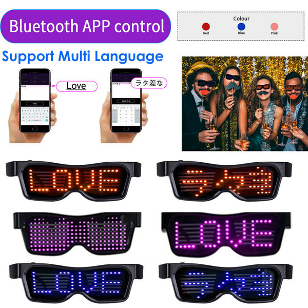 Bluetooth LED Glasses for Raves Fancy LED Light up Glasses Flashing LED Display Glowing Luminous Glasses for Christmas Party MMA2550