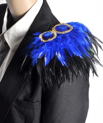 Handmade pheasant/ostrich feather crystal epaulette/epaulet shoulder/host performance costume men blazer accessories wholesale free shipping